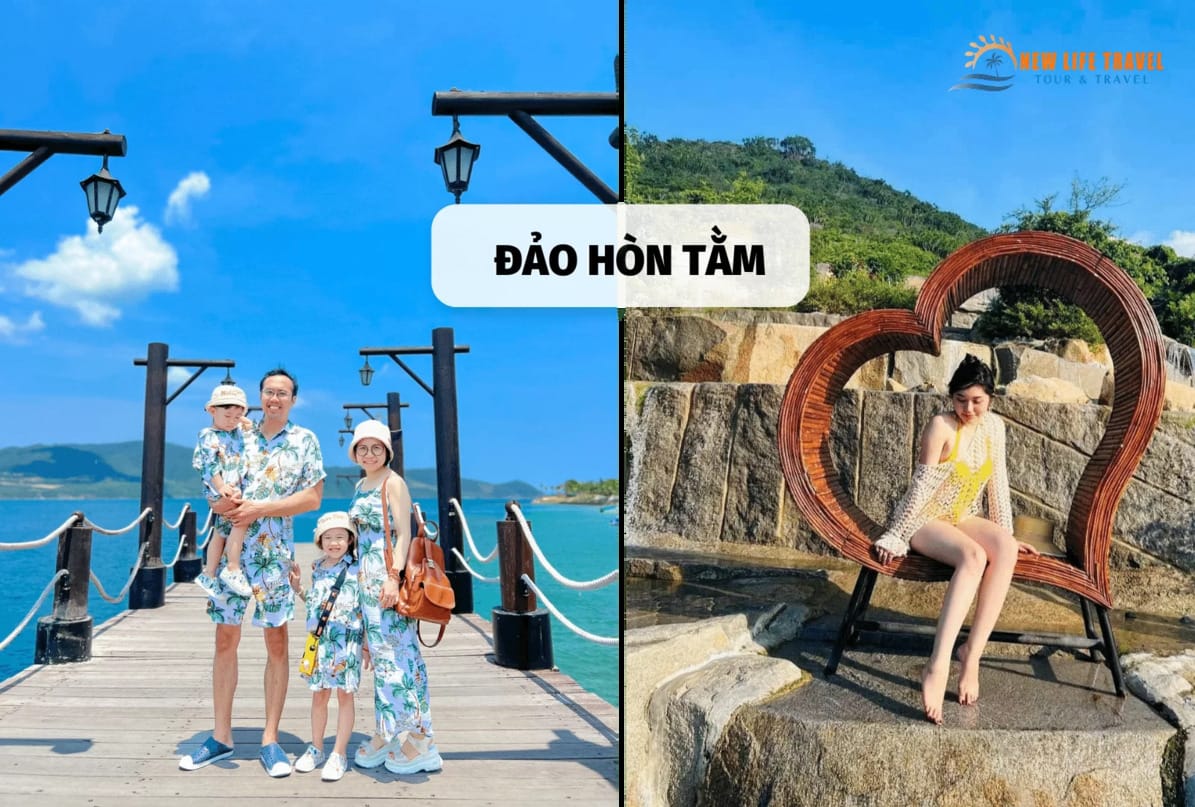 관광객들은 혼탐 섬에서 사진을 찍습니다 관광객들은 혼탐 섬에서 사진을 찍습니다