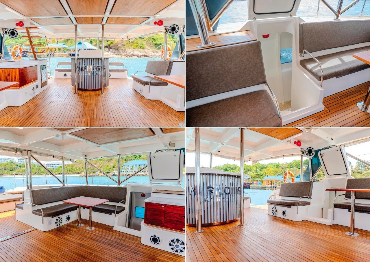 Ocean Glass deck aboard Marmoris Catamaran.