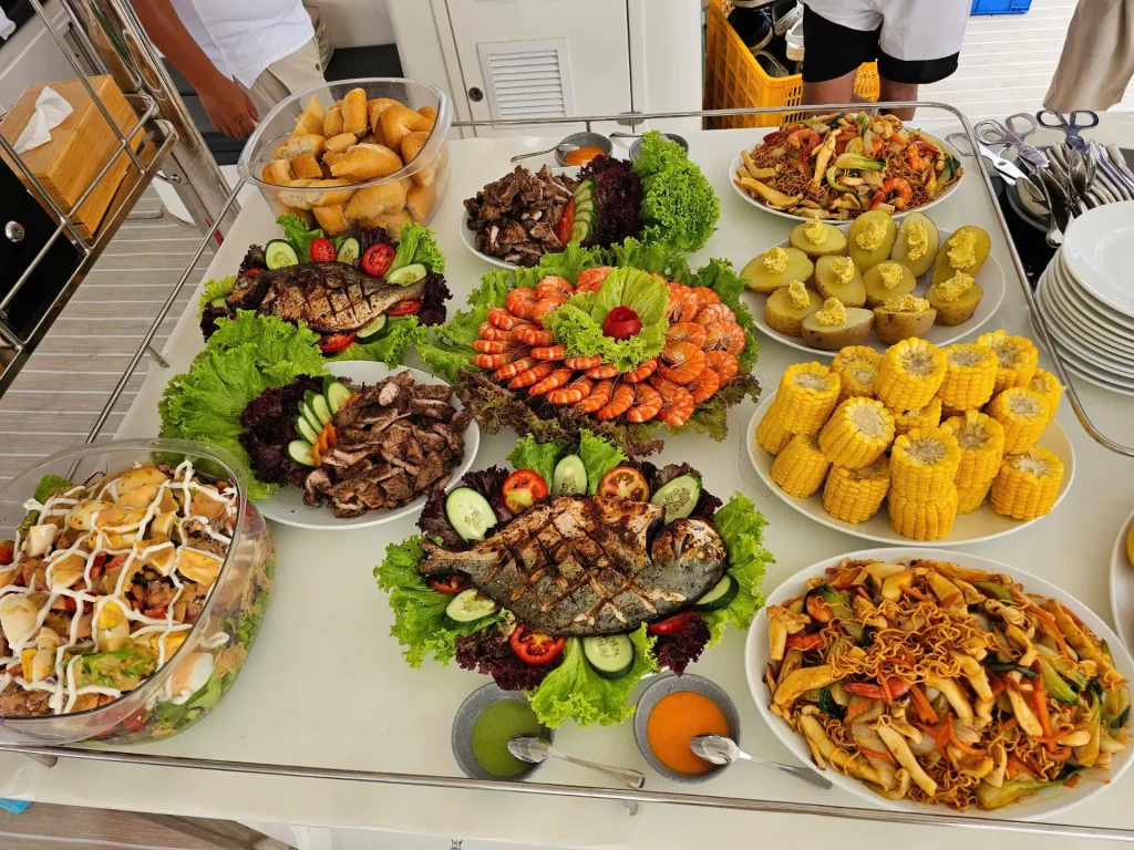 Fresh Seafood BBQ Feast Served On Board Nemo Yacht