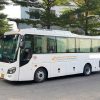 Modern 29-seater tourist coach ready for 2-day 1-night tour from Nha Trang to Da Lat highlands