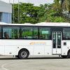 Modern 35-seater Isuzu Samco Felix passenger coach ready for 2-day 1-night tour from Nha Trang to Da Lat