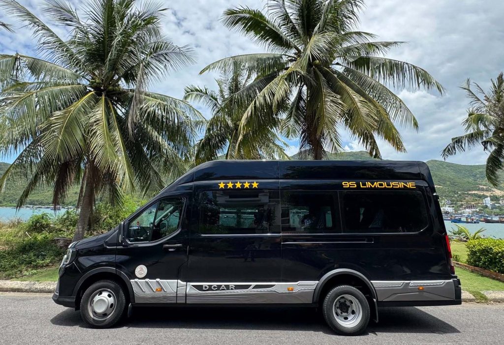 Luxury 9-seater DCar VIP limousine for private transfer from Nha Trang to Diep Son Island Van Gia port