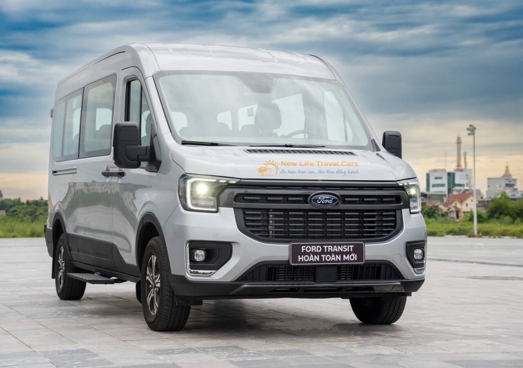 Pristine 18-seater minibus parked ready to welcome group travelers arriving at Cam Ranh International Airport
